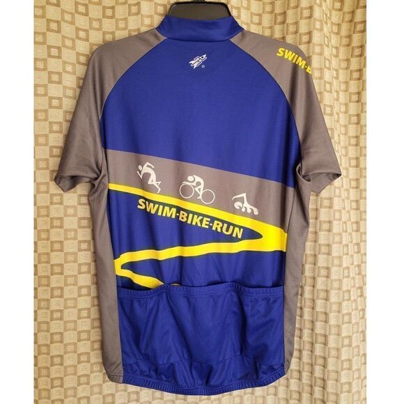 Men's Triathlon Cycling Jersey XLG Blue Yellow NWOT - Picture 3 of 3